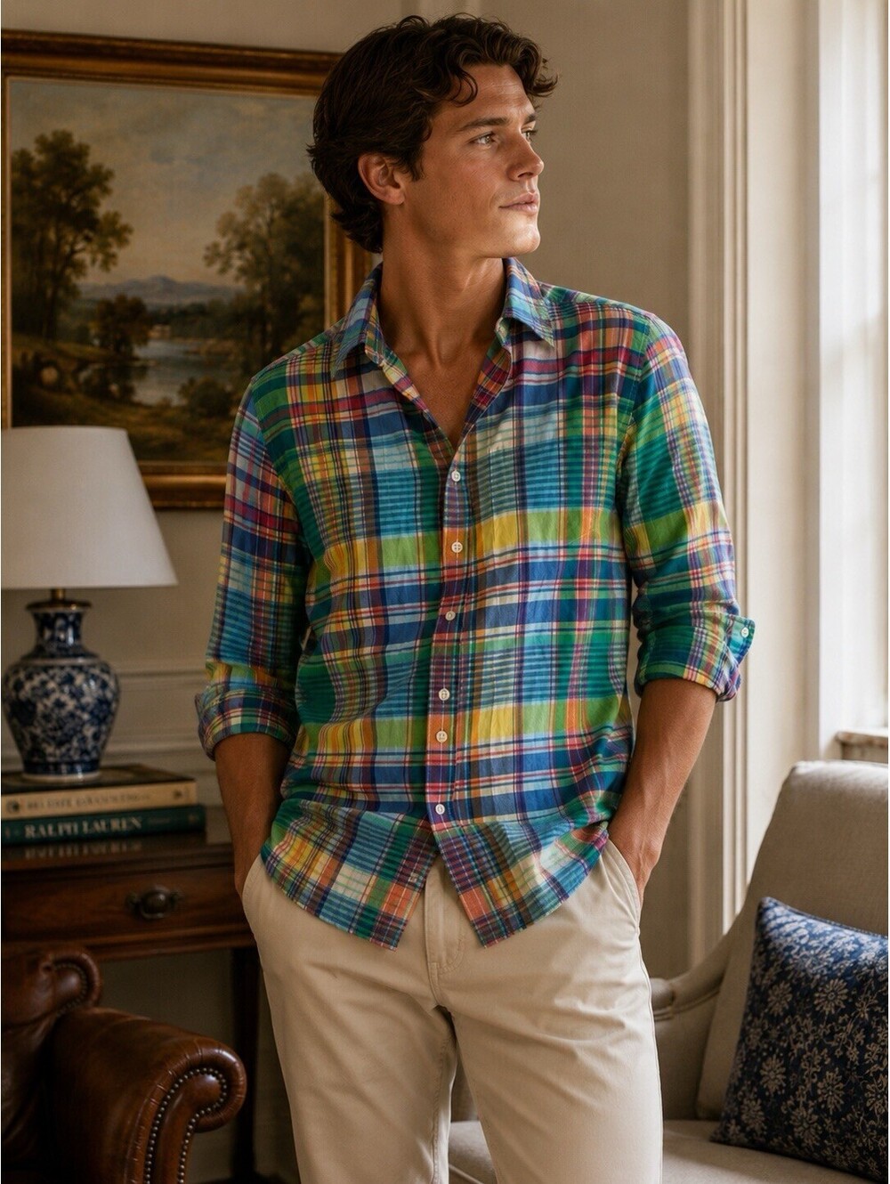 J.Crew Men’s Summer Plaid Slim Fit Button Down Shirt Multicolor Preppy